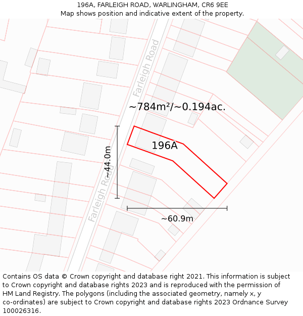 196A, FARLEIGH ROAD, WARLINGHAM, CR6 9EE: Plot and title map