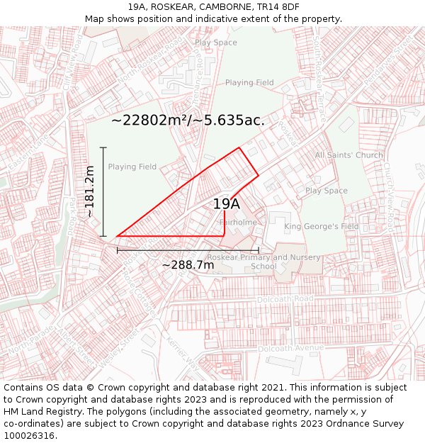 19A, ROSKEAR, CAMBORNE, TR14 8DF: Plot and title map