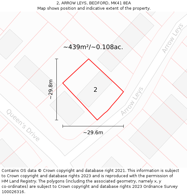 2, ARROW LEYS, BEDFORD, MK41 8EA: Plot and title map