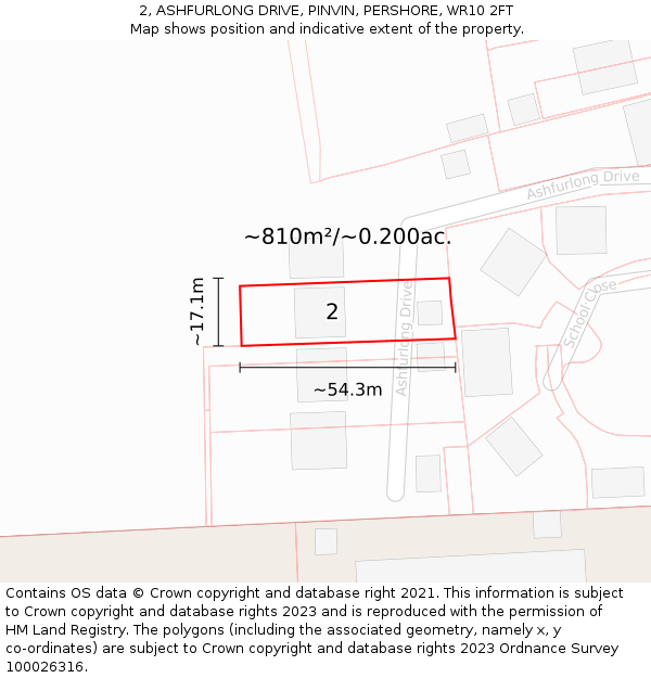 2, ASHFURLONG DRIVE, PINVIN, PERSHORE, WR10 2FT: Plot and title map
