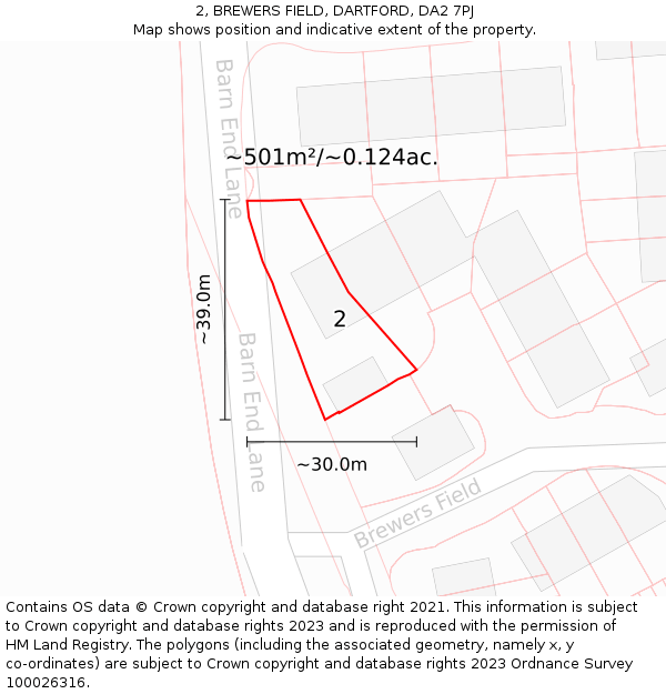 2, BREWERS FIELD, DARTFORD, DA2 7PJ: Plot and title map