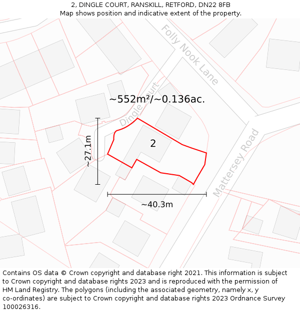 2, DINGLE COURT, RANSKILL, RETFORD, DN22 8FB: Plot and title map