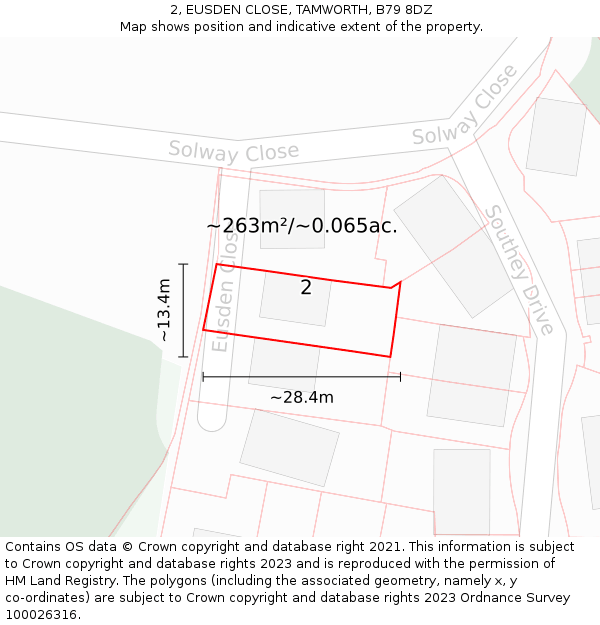 2, EUSDEN CLOSE, TAMWORTH, B79 8DZ: Plot and title map