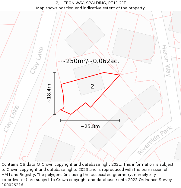 2, HERON WAY, SPALDING, PE11 2FT: Plot and title map