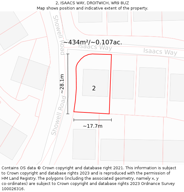 2, ISAACS WAY, DROITWICH, WR9 8UZ: Plot and title map