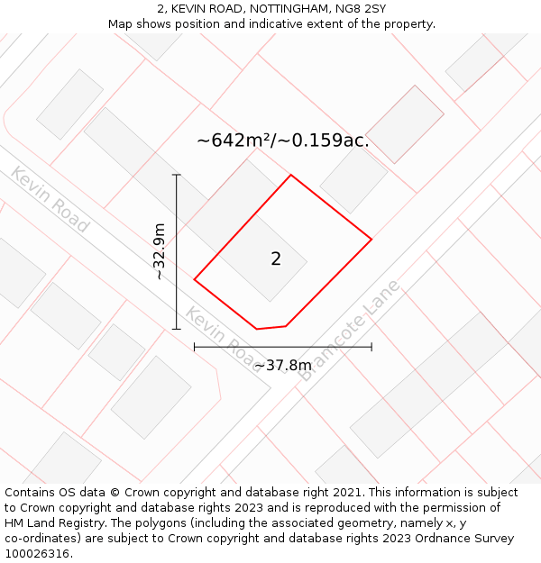 2, KEVIN ROAD, NOTTINGHAM, NG8 2SY: Plot and title map
