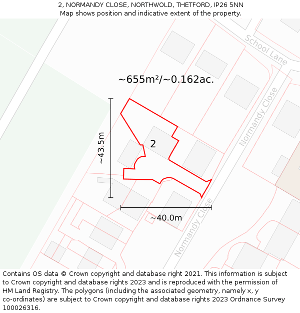 2, NORMANDY CLOSE, NORTHWOLD, THETFORD, IP26 5NN: Plot and title map