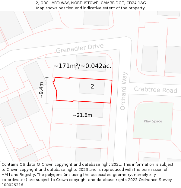 2, ORCHARD WAY, NORTHSTOWE, CAMBRIDGE, CB24 1AG: Plot and title map