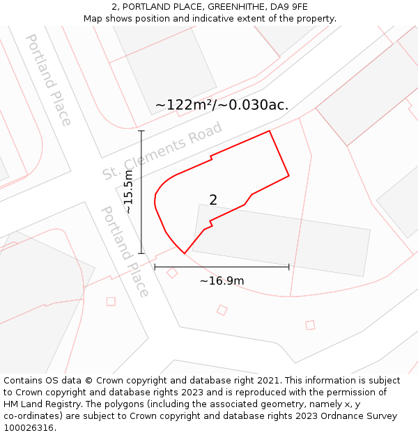 2, PORTLAND PLACE, GREENHITHE, DA9 9FE: Plot and title map