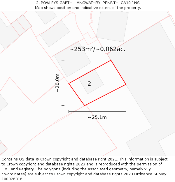 2, POWLEYS GARTH, LANGWATHBY, PENRITH, CA10 1NS: Plot and title map