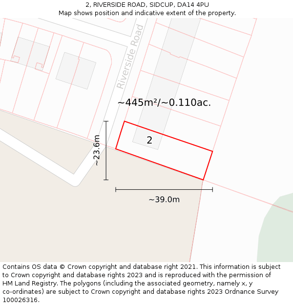 2, RIVERSIDE ROAD, SIDCUP, DA14 4PU: Plot and title map