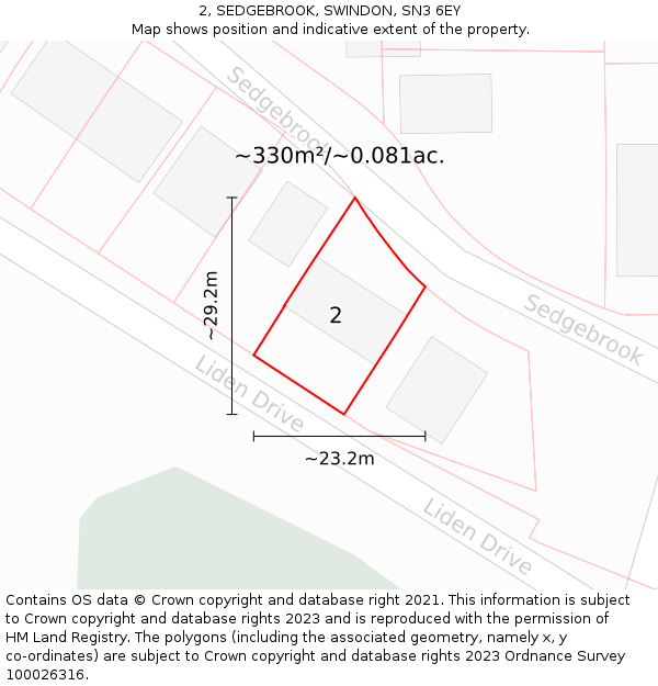2, SEDGEBROOK, SWINDON, SN3 6EY: Plot and title map