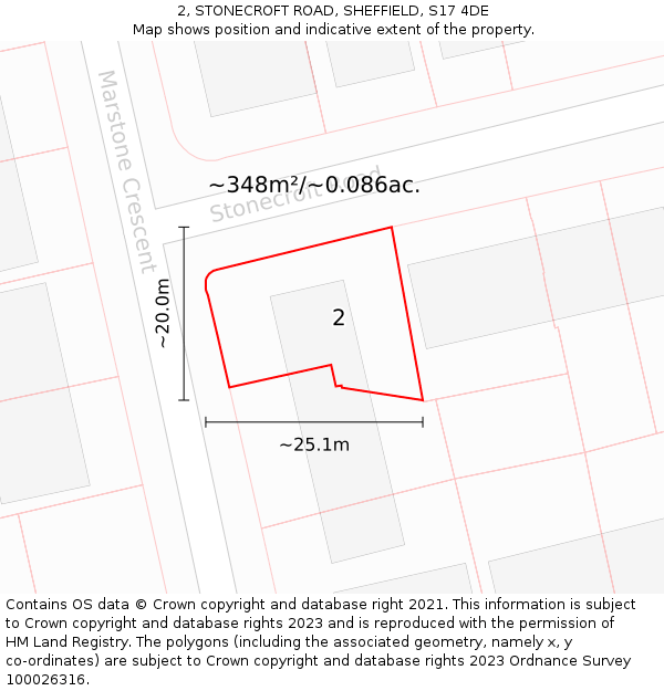 2, STONECROFT ROAD, SHEFFIELD, S17 4DE: Plot and title map