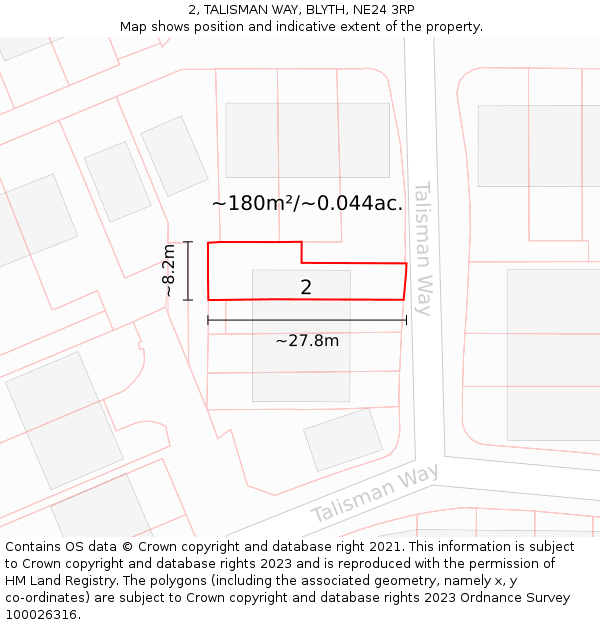 2, TALISMAN WAY, BLYTH, NE24 3RP: Plot and title map
