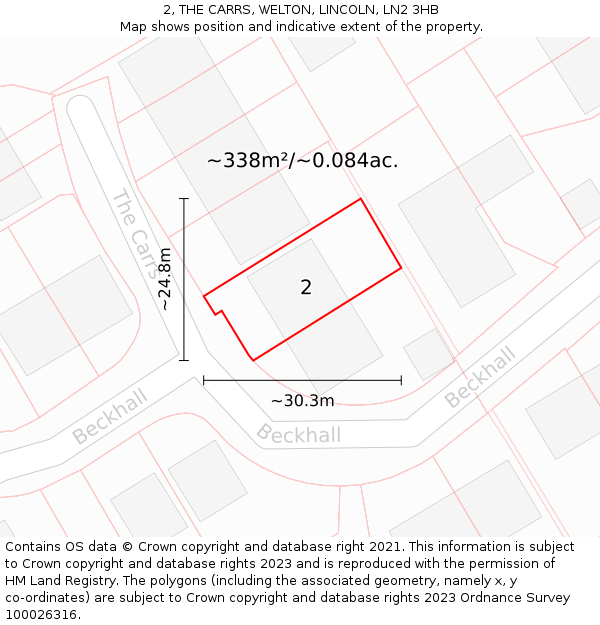 2, THE CARRS, WELTON, LINCOLN, LN2 3HB: Plot and title map