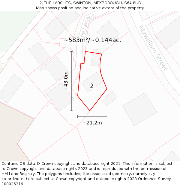 2, THE LARCHES, SWINTON, MEXBOROUGH, S64 8UD: Plot and title map