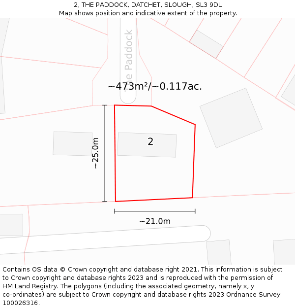 2, THE PADDOCK, DATCHET, SLOUGH, SL3 9DL: Plot and title map