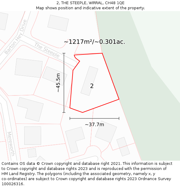 2, THE STEEPLE, WIRRAL, CH48 1QE: Plot and title map