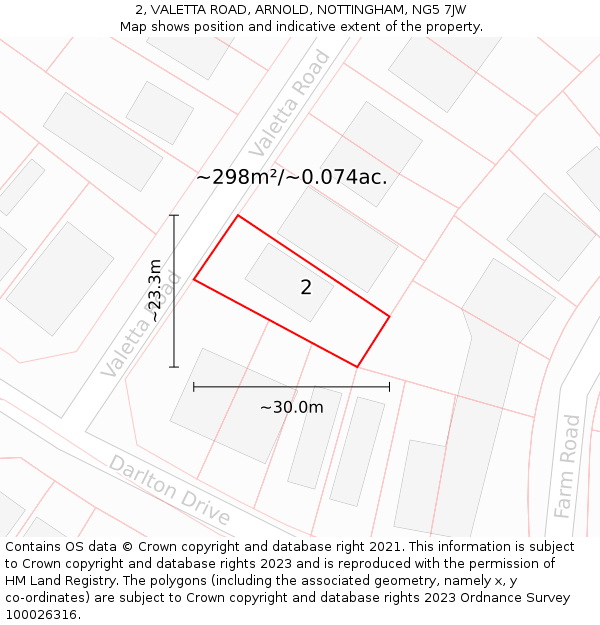 2, VALETTA ROAD, ARNOLD, NOTTINGHAM, NG5 7JW: Plot and title map