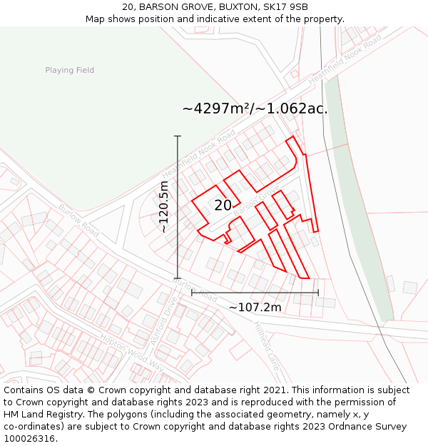 20, BARSON GROVE, BUXTON, SK17 9SB: Plot and title map