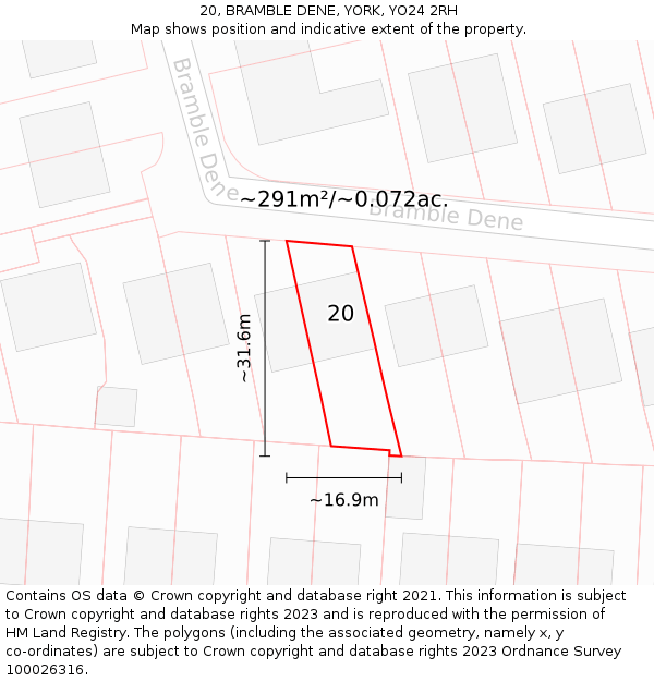 20, BRAMBLE DENE, YORK, YO24 2RH: Plot and title map