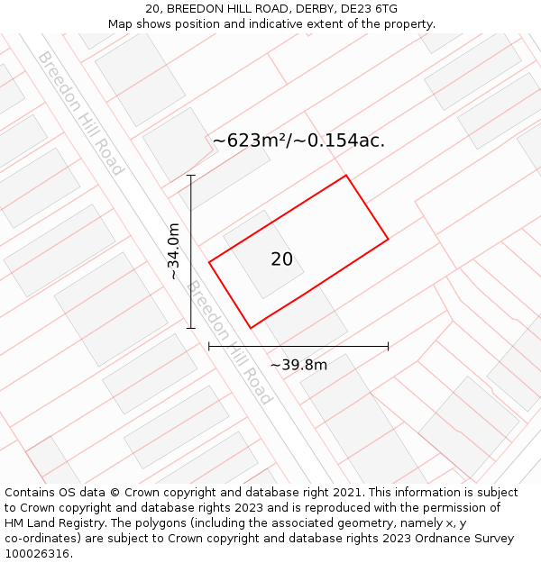 20, BREEDON HILL ROAD, DERBY, DE23 6TG: Plot and title map