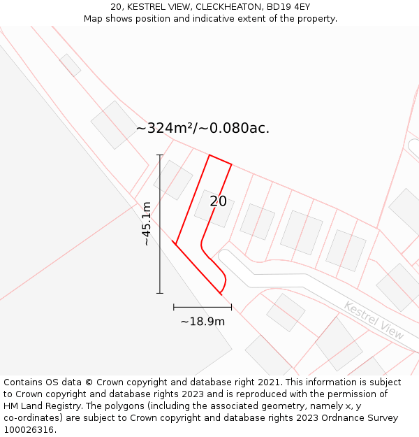 20, KESTREL VIEW, CLECKHEATON, BD19 4EY: Plot and title map