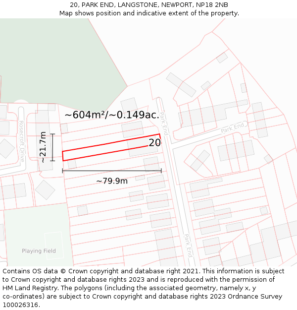 20, PARK END, LANGSTONE, NEWPORT, NP18 2NB: Plot and title map
