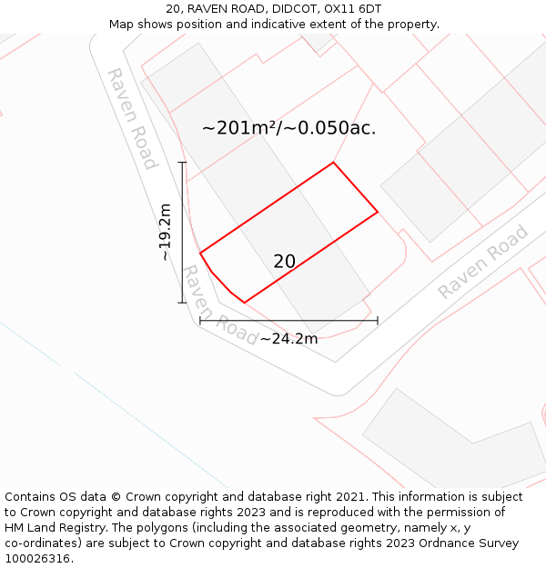 20, RAVEN ROAD, DIDCOT, OX11 6DT: Plot and title map