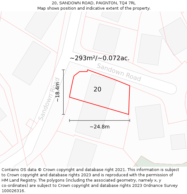 20, SANDOWN ROAD, PAIGNTON, TQ4 7RL: Plot and title map