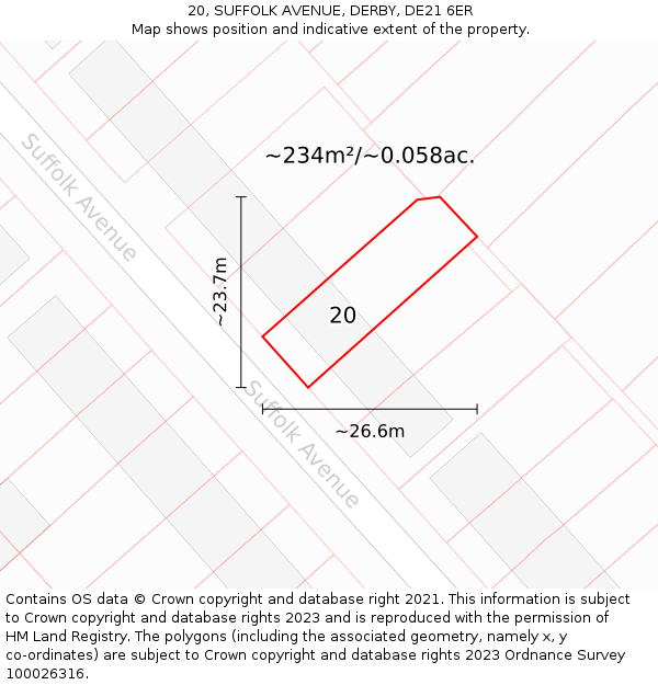 20, SUFFOLK AVENUE, DERBY, DE21 6ER: Plot and title map