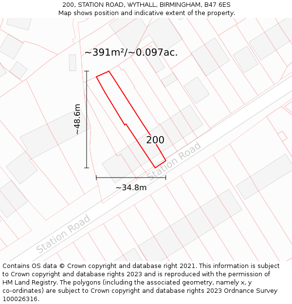 200, STATION ROAD, WYTHALL, BIRMINGHAM, B47 6ES: Plot and title map