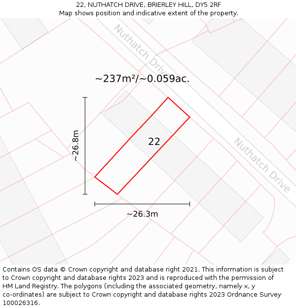 22, NUTHATCH DRIVE, BRIERLEY HILL, DY5 2RF: Plot and title map