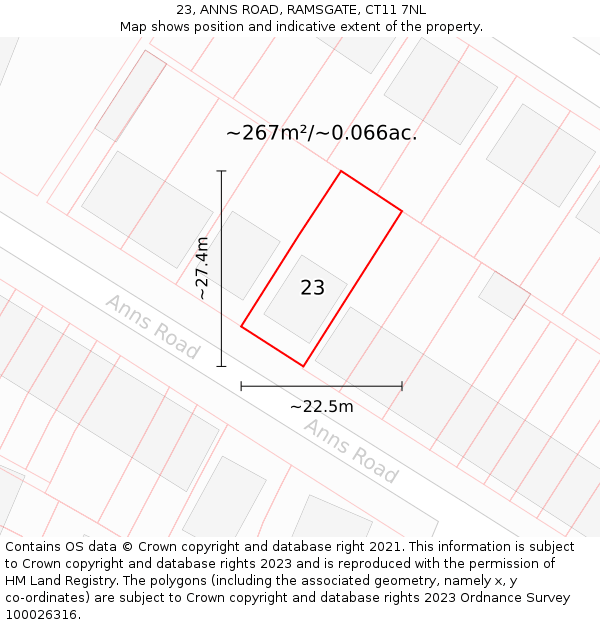23, ANNS ROAD, RAMSGATE, CT11 7NL: Plot and title map