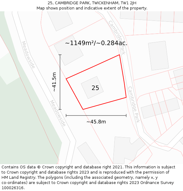 25, CAMBRIDGE PARK, TWICKENHAM, TW1 2JH: Plot and title map
