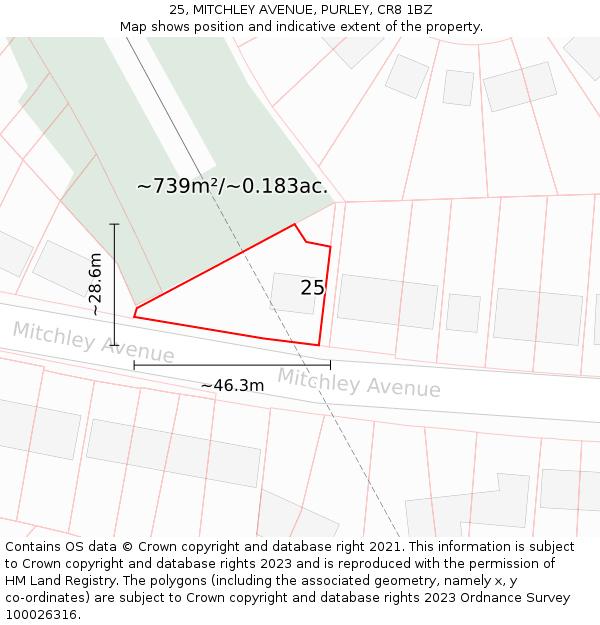 25, MITCHLEY AVENUE, PURLEY, CR8 1BZ: Plot and title map