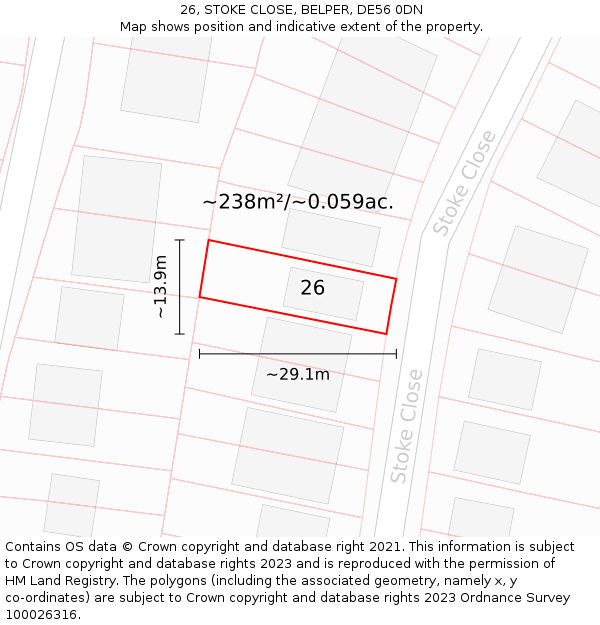 26, STOKE CLOSE, BELPER, DE56 0DN: Plot and title map