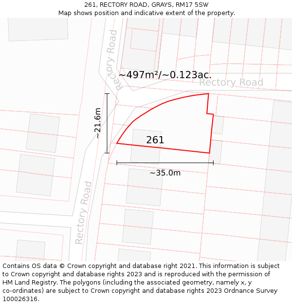 261, RECTORY ROAD, GRAYS, RM17 5SW: Plot and title map