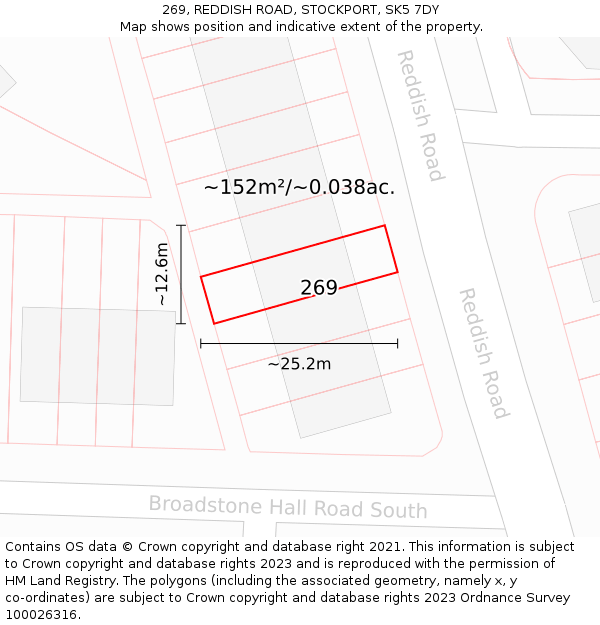 269, REDDISH ROAD, STOCKPORT, SK5 7DY: Plot and title map
