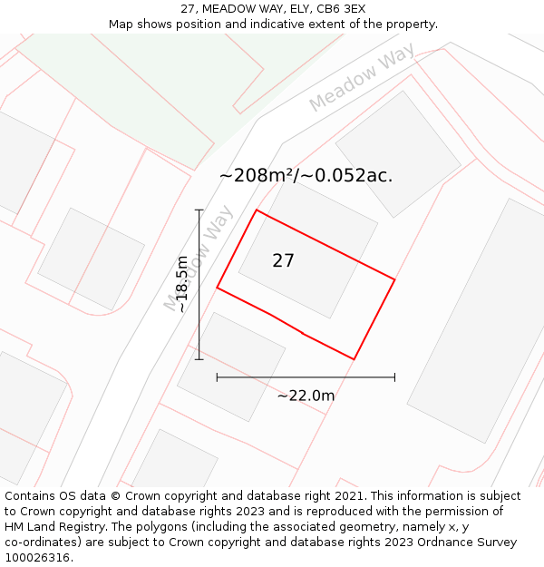 27, MEADOW WAY, ELY, CB6 3EX: Plot and title map