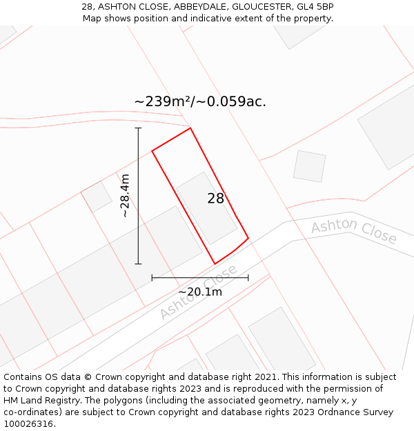 28, ASHTON CLOSE, ABBEYDALE, GLOUCESTER, GL4 5BP: Plot and title map