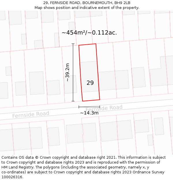 29, FERNSIDE ROAD, BOURNEMOUTH, BH9 2LB: Plot and title map