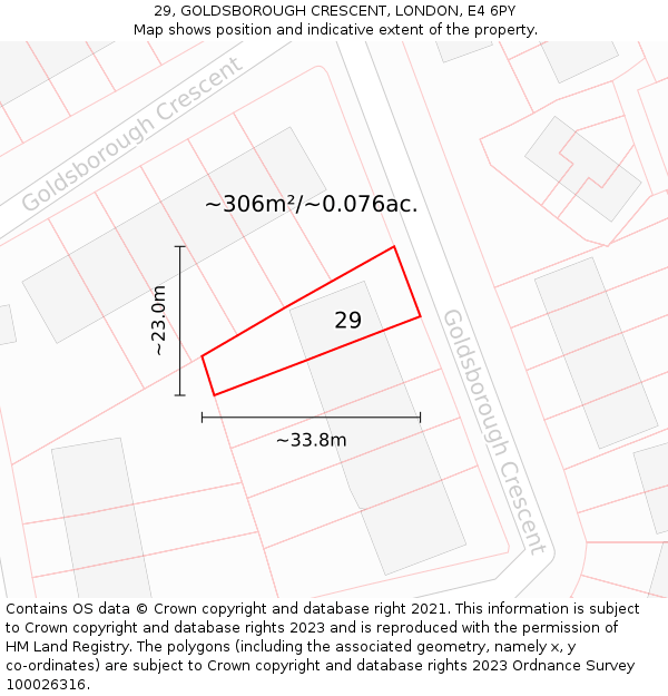 29, GOLDSBOROUGH CRESCENT, LONDON, E4 6PY: Plot and title map