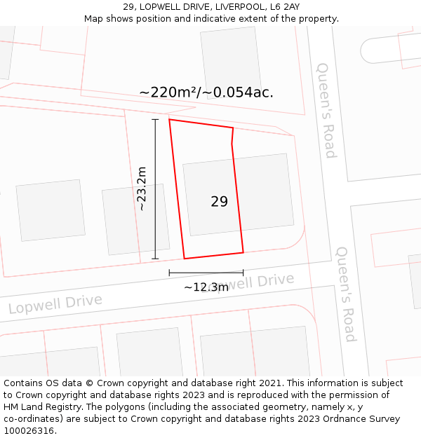 29, LOPWELL DRIVE, LIVERPOOL, L6 2AY: Plot and title map