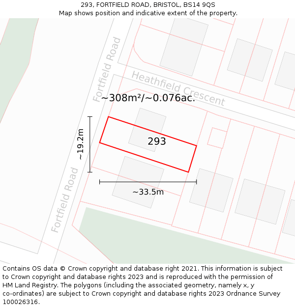 293, FORTFIELD ROAD, BRISTOL, BS14 9QS: Plot and title map