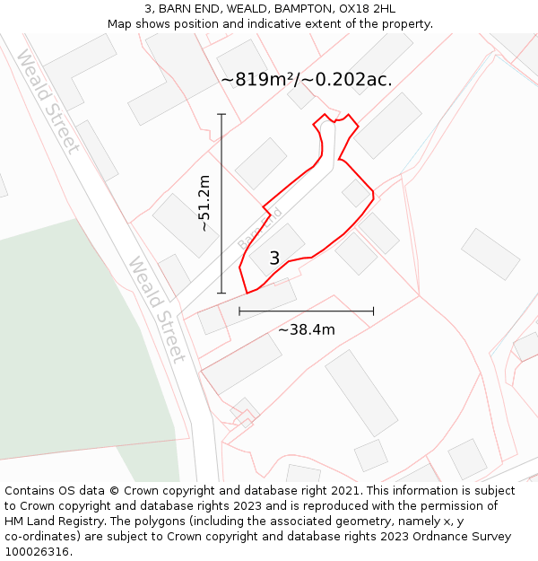 3, BARN END, WEALD, BAMPTON, OX18 2HL: Plot and title map