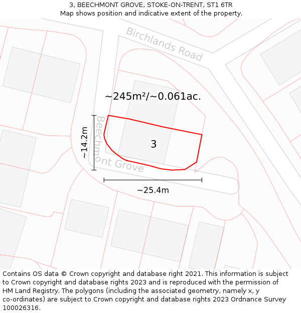 3, BEECHMONT GROVE, STOKE-ON-TRENT, ST1 6TR: Plot and title map