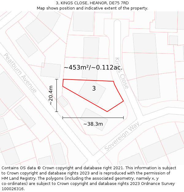 3, KINGS CLOSE, HEANOR, DE75 7RD: Plot and title map