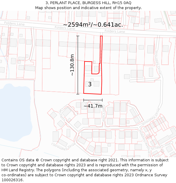 3, PERLANT PLACE, BURGESS HILL, RH15 0AQ: Plot and title map