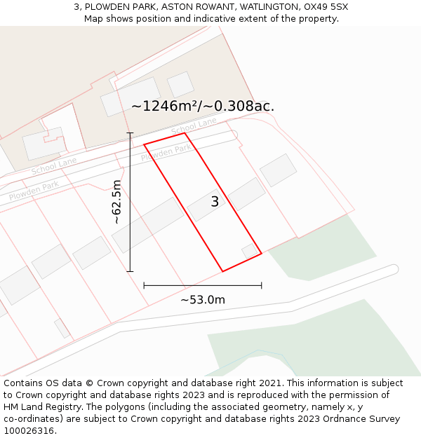 3, PLOWDEN PARK, ASTON ROWANT, WATLINGTON, OX49 5SX: Plot and title map